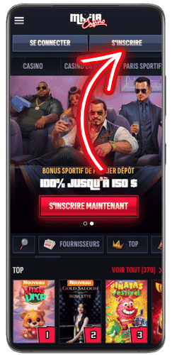 mobile avec le bouton « S'inscrire » 