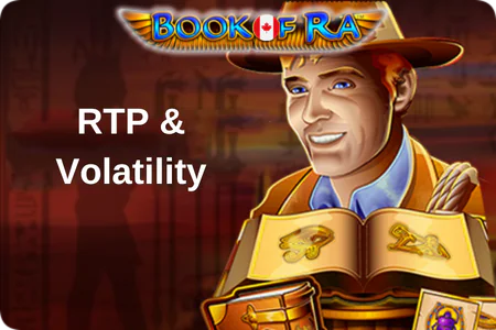 Book Of Ra slot explorer character with RTP volatility info